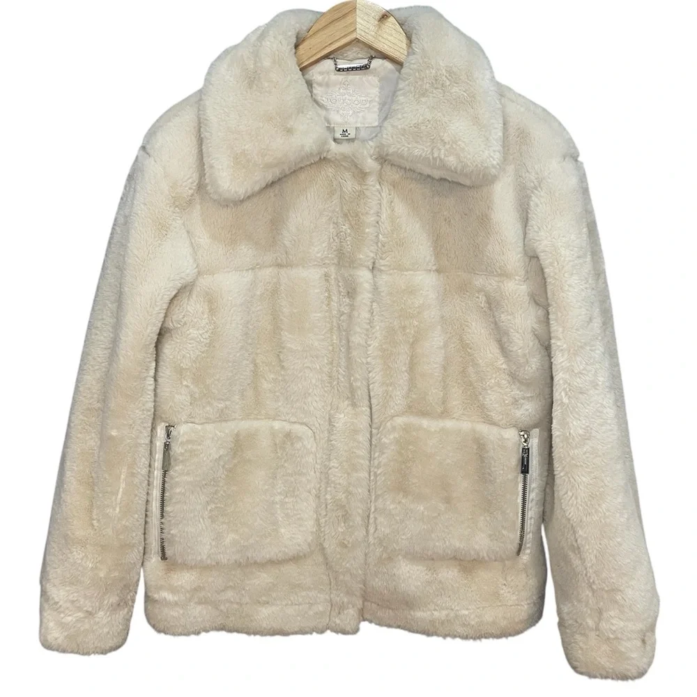Jou Jou Women's Cream Teddy Jacket
